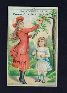 Tarjeta comercial victoriana de stock c1890 Vouwie Brothers, polvo para hornear Forest City - Imagen 1 de 2