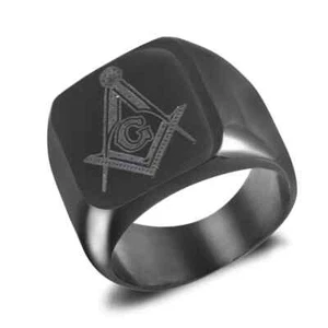 316L Stainless Steel Freemasonry Masonic Signet Ring for Men US Size 7-12 - Picture 1 of 19