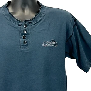 Vintage 90s Easyriders Magazine Henley T-Shirt Herren Large blau Biker Motorcycles - Bild 1 von 7