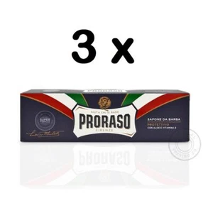 PRORASO Shaving Cream Tube Blue/Protective Aloe & Vitamin E 150ml 3XPACK TRIPLE - Picture 1 of 3