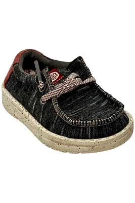 Mocasines negros Hey Dude Wally Jersey para niños pequeños Foto 1 de 3