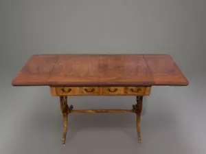 Regency Style Sofa Table Desk Drop Leaf And Drawers Lion Paw Castor Feet - Picture 1 of 15