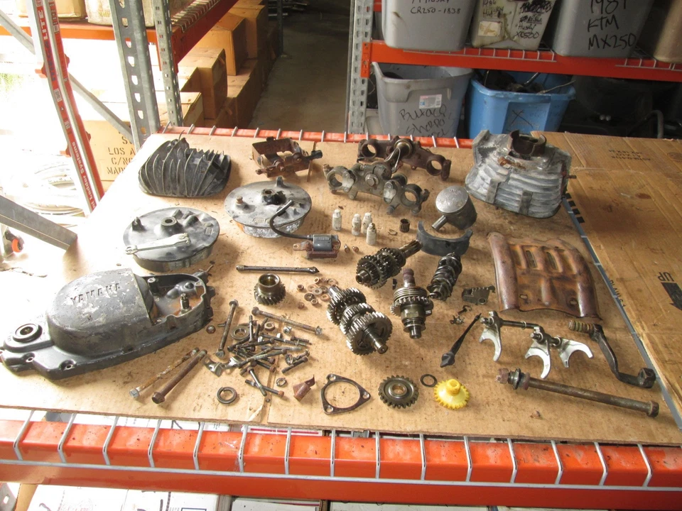 1979 Yamaha DT250 Cylinder .50 & Piston Clutch Cover Cylinder Head Etc Parts Lot - Image 1 of 1