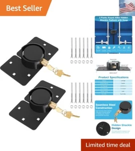 2 Packs Puck Lock Keyed Alike, 2-7/8” / 73mm Hidden Shackle Padlock with Hasp... - Picture 1 of 8