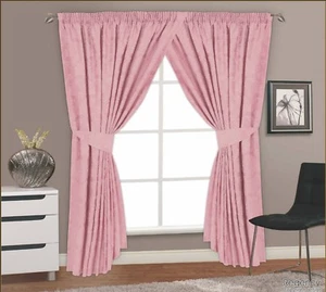 REGENCY ROSEGOLD DAMAST 66" x 90" LUXUS JACQUARD GEFÜTTERTE BLEISTIFTFALTENVORHÄNGE - Bild 1 von 1