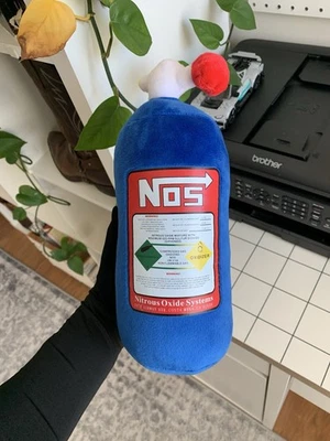 Nitrous Oxide NOS Tank Plush Pillow Car Headrest Neck Pillow Blue - Image 1 of 4