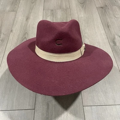 Charlie 1 Horse Womans Highway Hat in Burgundy Sz MD Western Boho Felt - Image 1 of 4