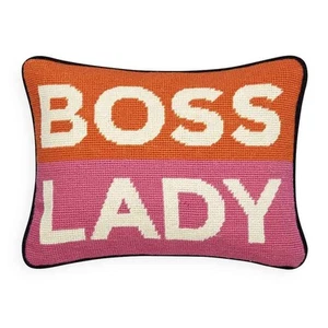 Personality Boss Lady Needlepoint Throw Pillow, 1 Count (Pack of 1), Pink Orange - Picture 1 of 3