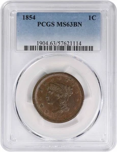 1854 Large Cent MS63BN PCGS - Picture 1 of 2