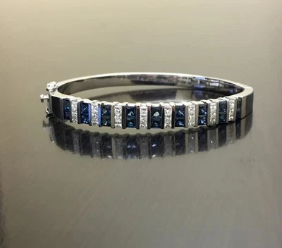 5 CT принцесса синий сапфир женщин теннис браслет браслет 14K белое золото покрытием - Изображение 1 из 4