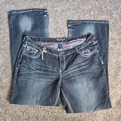 Pantalones de mezclilla para mujer Amathyst talla 20 lavado oscuro acampanados con botones Foto 1 de 4