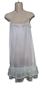 Vtg Melody Satin Full Dress Slip Double Tulle Ruffle Bottom petticoat Med READ - Picture 1 of 11