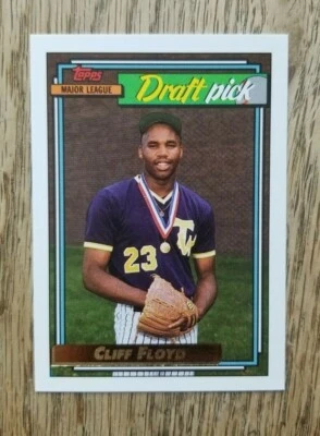 Tarjeta de novato Cliff Floyd 1992 Topps #186 selección del draft de béisbol - gema como nueva Foto 1 de 2