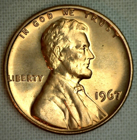 1967 Lincoln Memorial One Cent Coin from SMS Special Mint Set 1c Copper Penny Cover