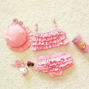 Kids Swimwear girls two pieces child swimsuit with ruffle mermaid tails - Picture 1 of 7