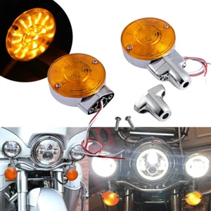 Motorcycle Amber FLAT LED Turn Signal Inserts For Harley Road King Electra Glide - Picture 1 of 11