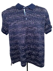Robert Graham Polo Shirt L Blue Geometric Classic Fit Short Sleeve Collared - Picture 1 of 3
