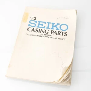 Lista de piezas de carcasa Seiko catálogo 1972 libro manual vintage relojeros usados - Imagen 1 de 3