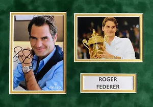 ROGER FEDERER FIRMADO A4 PANTALLA DE MONTAJE FOTOGRÁFICO AUTÓGRAFO DE TENIS - Imagen 1 de 1