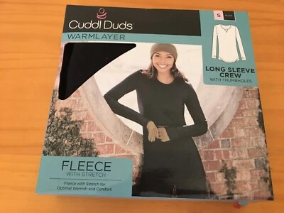 Nuevo Cuddl Duds Para Mujer Polar Elastizado Manga Larga Crew Top Capa Cálida Negro Upic Foto 1 de 2