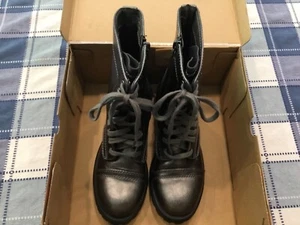 AZ Jones Ladies Pewter Faux Leather Lace Up & Zip Up Boots Size 7.5 FREE 📦 - Picture 1 of 12