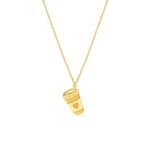 Mini collar pequeño para taza de café pequeño de oro liso de 14 K - amarillo 16"-18 - Imagen 1 de 5