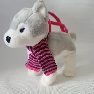 Husky with Scarf Girl Zippered Purse Carry Bag Embroidered Eyes - Picture 1 of 12