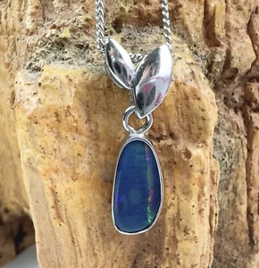 Australian Doublet Opal Pendant Sterling Silver 925 - Picture 1 of 6