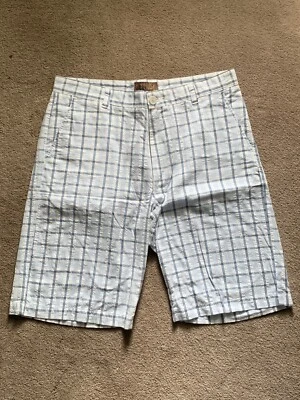 Blue by Pronto Uomo Light Blue White Plaid Shorts size 34 - Image 1 of 4
