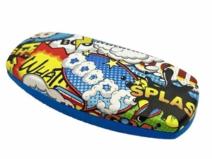 NEW Comic What Ooops Multicolored Hard Metal Clamshell Eyeglasses Case Blue - Picture 1 of 7