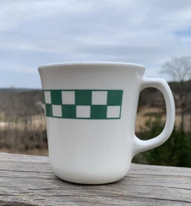 Corelle Optic White With Green Checks Coffee Tea Mugs Cups Corning USA - Bild 1 von 4