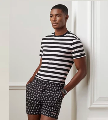 Ralph Lauren фиолетовый ярлык тонкий в полоску Crewneck Lisle футболка XL черный розовый $195 - Изображение 1 из 4