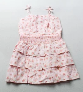 Children's Place Girl's Smocked Printed Tiered Dress EJ3 Pink Large NWT - Picture 1 of 3