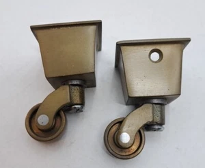 Antique / Vintage Brass Furniture Casters Hardware Lot of 2 - Picture 1 of 7