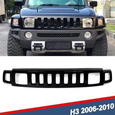 Fit Hummer H3 H3T 2006-2010 Factory Style Front Bumper Upper Grille Gloss Black - Image 1 of 4