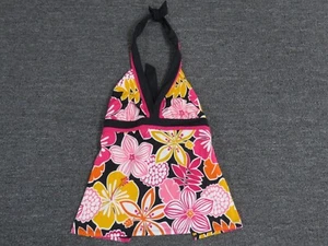 Sonoma Tankini Swimsuit Top Womens 10 Pink Black Orange Floral - Picture 1 of 5