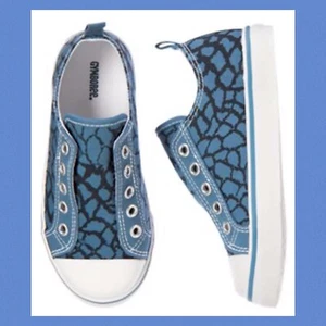NWT Boys 10 Gymboree DINOSAUR ACADEMY CANVAS Athletic Slip On SNEAKERS SHOES Blu - Picture 1 of 2