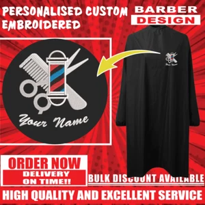 Personalised Embroidered Your Text Long Sleeve Waterproof Salon Gown Cutting SPA - Picture 1 of 6