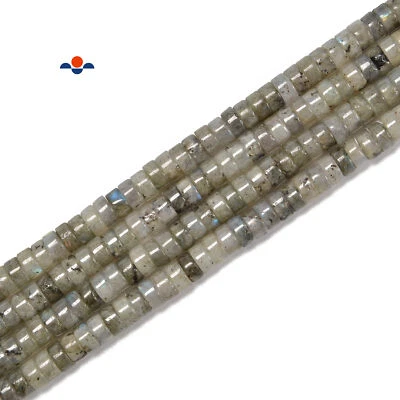 Cuentas de disco Heishi de labradorita natural tamaño 2x4 mm 3x6 mm 15,5"" hilo Foto 1 de 2