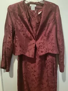 NUEVO CON ETIQUETAS Vestido Borgoña De Colección K & Company CON CHAQUETA, ROPA FORMAL/FIESTA, TALLA 10 - Imagen 1 de 7