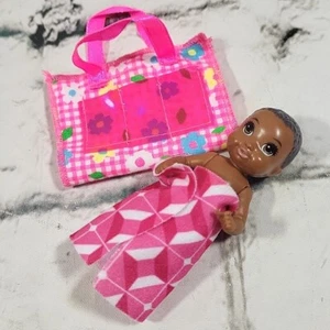 Barbie Baby Krissy Doll Black African American Lot W/ Diaper Bag Mat And Blanket - Picture 1 of 7