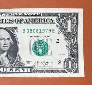 August 8, 1979 (B 08081979 E) Birthday Note $1 One Dollar Bill ` - Picture 1 of 3