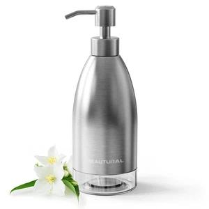 Soap Dispenser, Brushed Nickel Stainless Steel Case PET Liner Hand Pump Dispe... - Picture 1 of 7