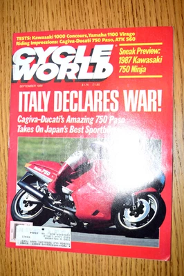 Cycle World Magazine September 1986 Cagiva-Ducati 750 Paso Yamaha 1100 Virago - Image 1 of 3