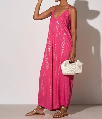 Maxi Vestido Para Mujer Anthropologie Elan Estampado Flecha S Pequeño Oro Rosa Brillante NUEVO Foto 1 de 4