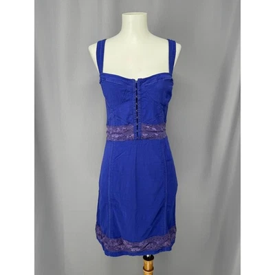 Free People Intimately Dress Large Blue Lace Slip Mini Corset Y2K Bodycon - Image 1 of 4