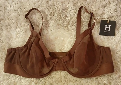 Harper Wilde Bra 38B Comfortmesh Luxe Plunge Sheer Brown Underwire New  - Image 1 of 4