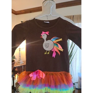 Niñas - Vestido Tutú Marrón Pavo Tul - Acción de Gracias Otoño Vacaciones Talla S/2T - Imagen 1 de 7