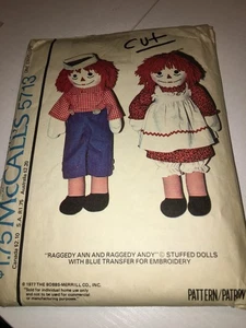 WOMENS CUT MCCALLS 5713 Sewing Pattern RAGGEDY ANN & ANDY FABRIC DOLL VINTAGE - Picture 1 of 3