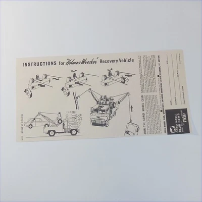 Corgi Toys 1142 Holmes Wrecker Truck Instructions Sheet - Image 1 of 4
